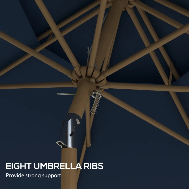 Outsunny 8.8' Patio Umbrella with Push Button Tilt and Crank, Dark Blue