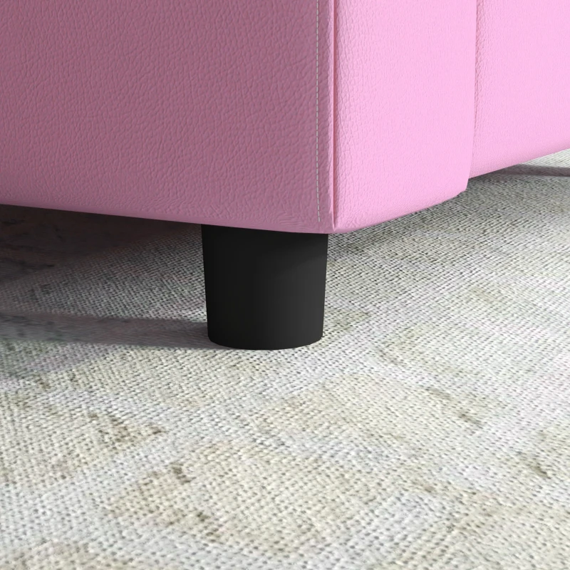 Qaba Kids Leather Recliner Chair with Armrest, Footrest, Headrest for Boys and Girls 3-9 Years Old, Pink