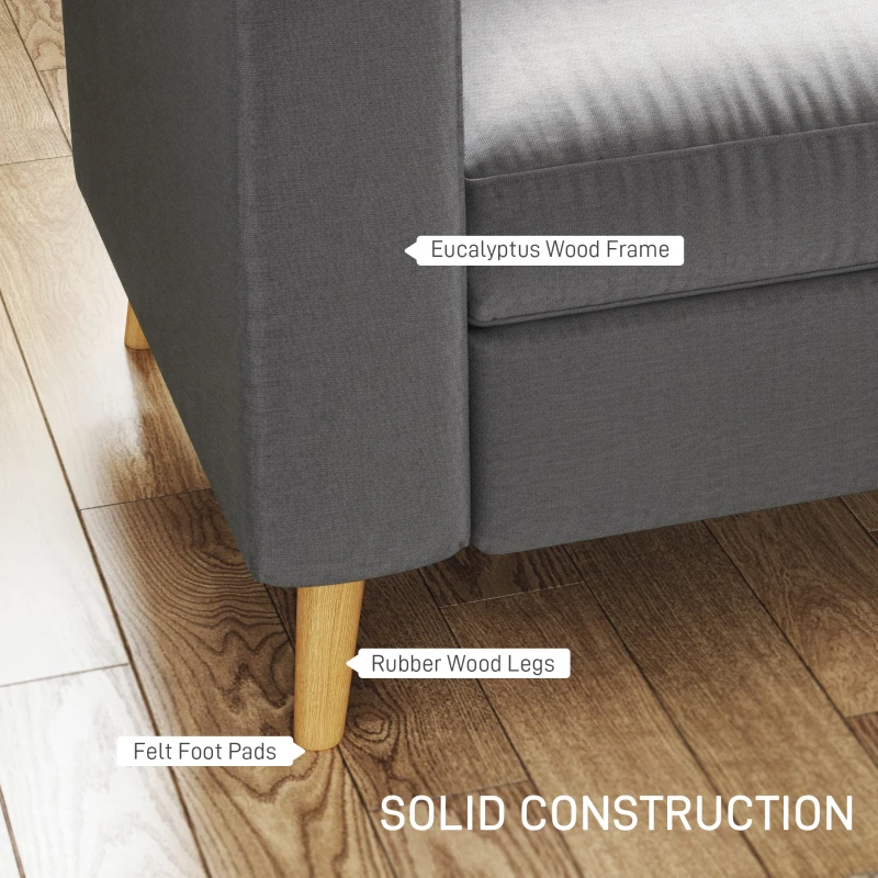 HOMCOM Sectional Sofa Couch, L Shaped Couch with Reversible Chaise, Wooden Legs for Living Room, Bedroom, Dark Grey