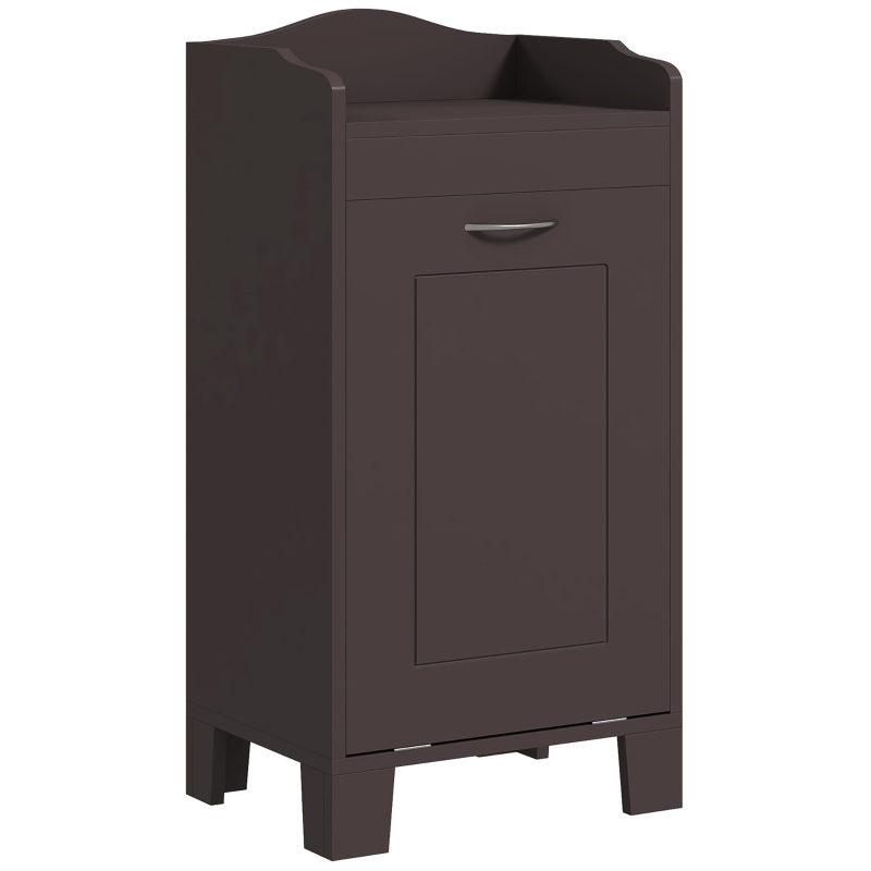 HOMCOM Tilt-out Laundry Storage Cabinet with Tabletop and Compartment Hamper, Coffee