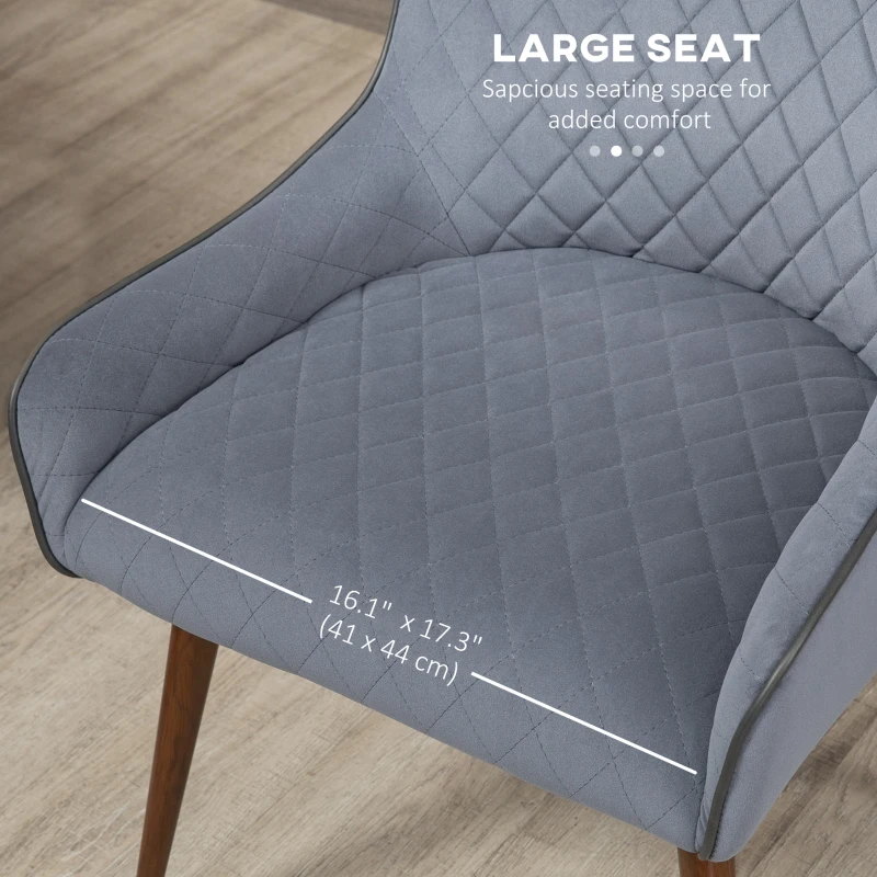 HOMCOM Dining Chairs Set of 2, Modern Wingback Kitchen Chairs with Velvet Fabric Upholstery, Tufted, Steel Legs, Accent Arm Chairs for Living Room, Dining Room, Bedroom, Grey