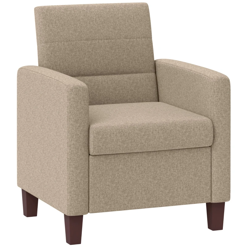 HOMCOM Fabric Accent Chair, Modern Armchair with Seat Cushion and Non-Slip Pads for Living Room, Bedroom, Light Brown