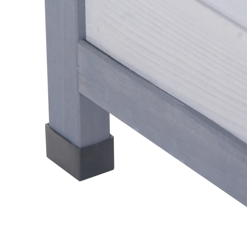 PawHut Wooden Rabbit Hutch Bunny Cage Guinea Pig House Outdoor with Sliding Out Tray, Openable Roof, Feeding Trough, Grey