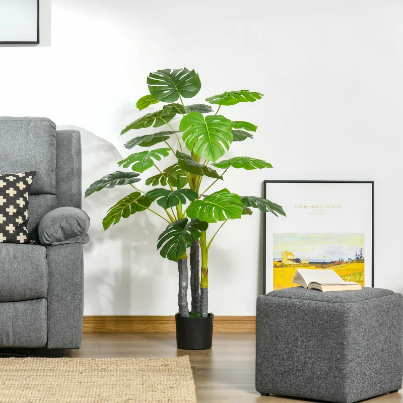 HOMCOM 4FT Artificial Monstera Tree, Faux Decorative Plant in Nursery Pot for Indoor or   Décor