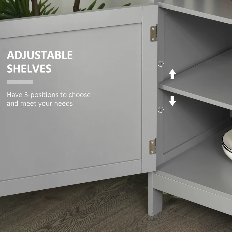 HOMCOM Kitchen Sideboard, Buffet Cabinet, Wooden Storage Console Table with 2-Level Cabinet and Open Shelf, Grey