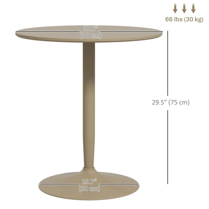 HOMCOM Modern Kitchen Table for 2 People, Round Dining Table with Steel Base for Living Room, Dining Room, Light Brown