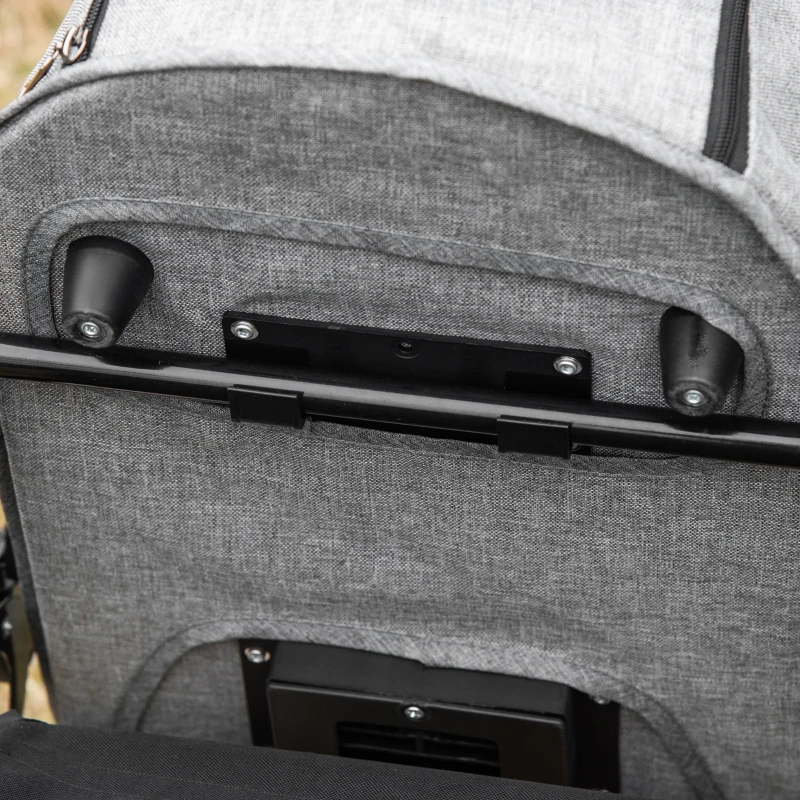 PawHut 2 in1 Foldable Pet Stroller and Detachable Travel Carriage with Lockable Wheels, Adjustable Handlebar Canopy and Zippered Mesh Window Grey