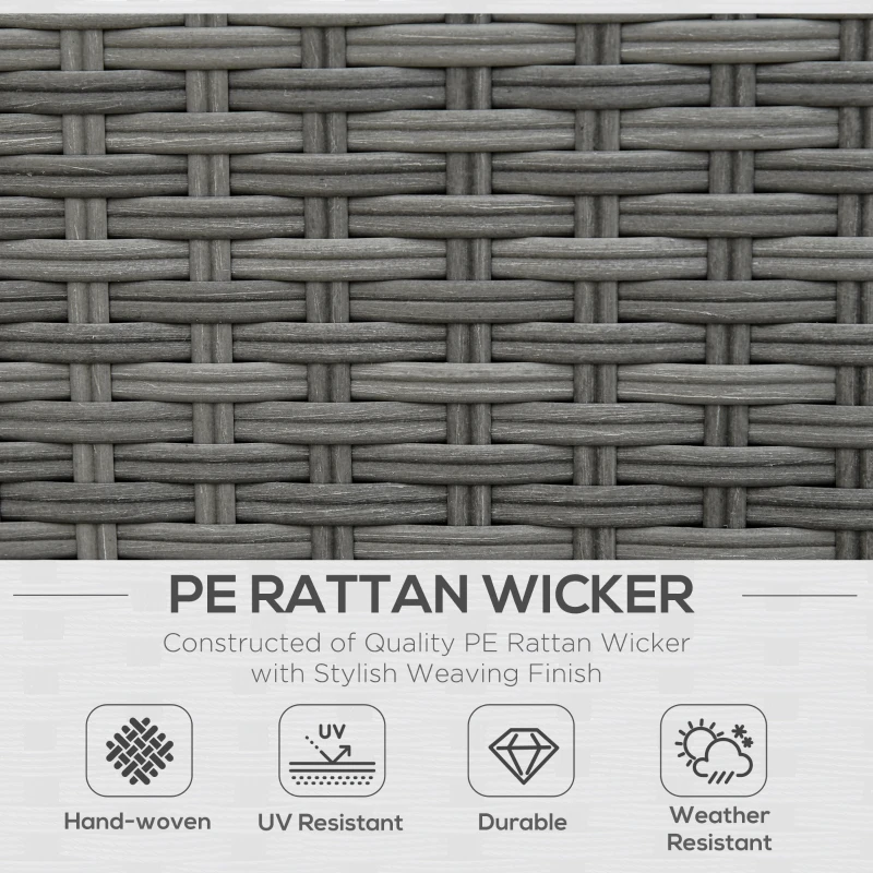 Outsunny 3-Piece Patio Furniture Set Modern Sectional Sofa Rattan Chair Wicker Conversation Set Outdoor Hand Woven Rattan Wicker Furniture Patio Coffee Table Sofa Set, Blue