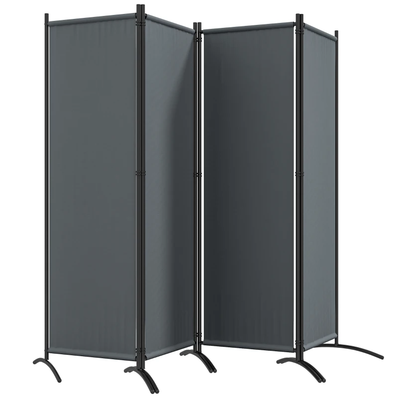Outsunny Folding Room Divider, Privacy Screen for Patio Backyard Pool Hot Tub, 5.6FT Tall, Dark Grey
