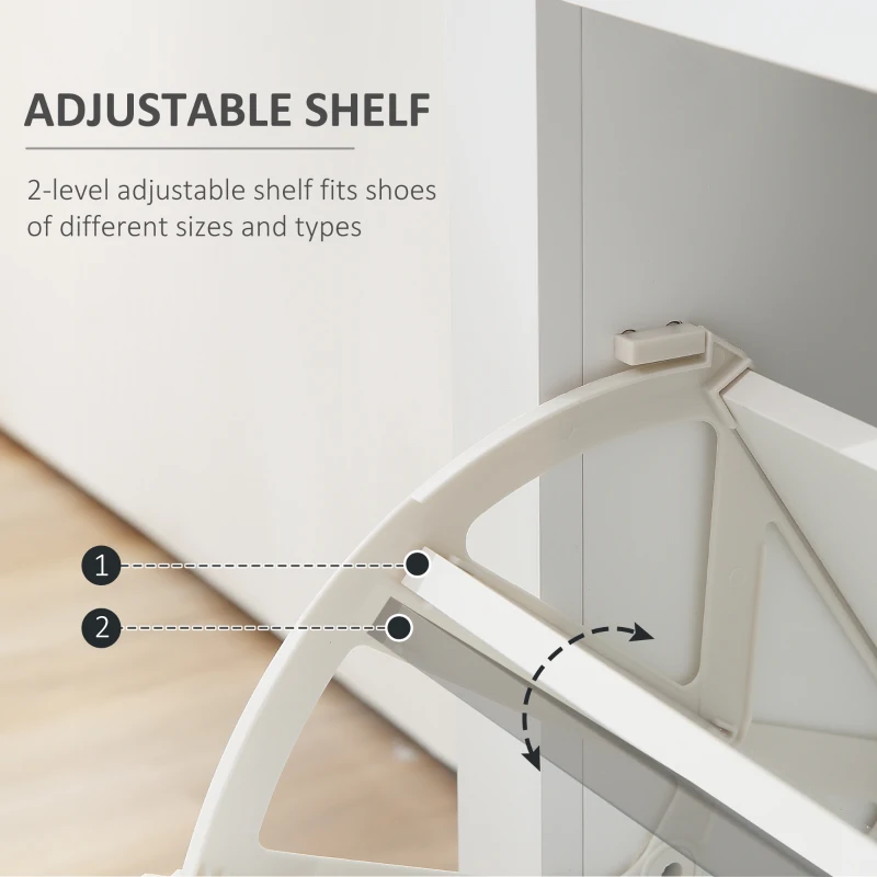HOMCOM Modern Shoe Cabinet, 12 Pairs Shoe Storage Cabinet with 2 Flip Drawers, Adjustable Shelves, Open Shelf and Compartment for Umbrella, Hallway Entryway, White