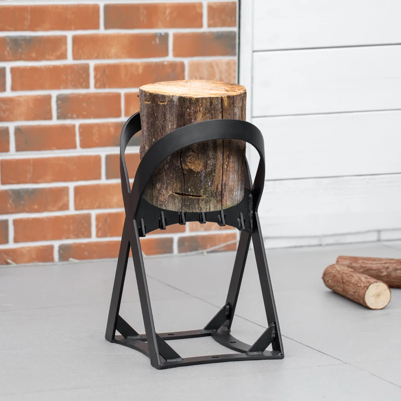 Outsunny Wood Splitter, Firewood Kindling Splitter for 8.75" Diameter Wood with Carbon Steel Wedge, Indoor/Outdoor Use for Bonfires or Camping Trips, Black
