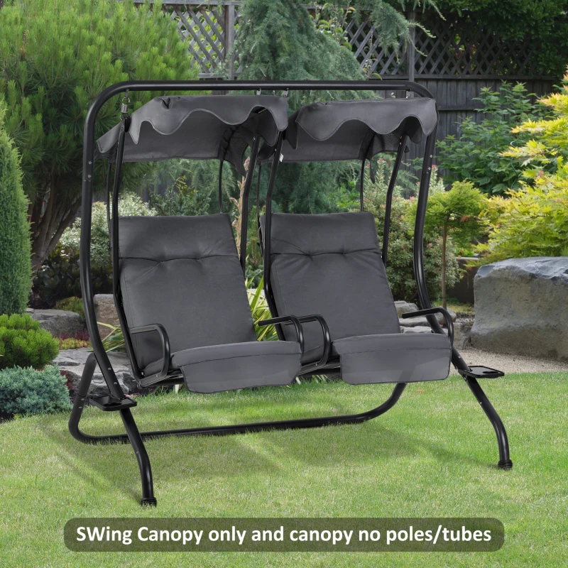 Outsunny 84A-052 Series 2-Seater Swing Canopy Replacement Top Cover, Gray