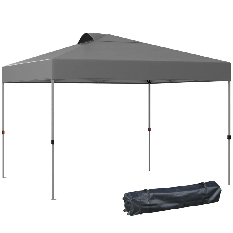 Outsunny 10' x 10' Outdoor Gazebo Pop Up Canopy Party Tent with Carrying Bag, Dark Gray