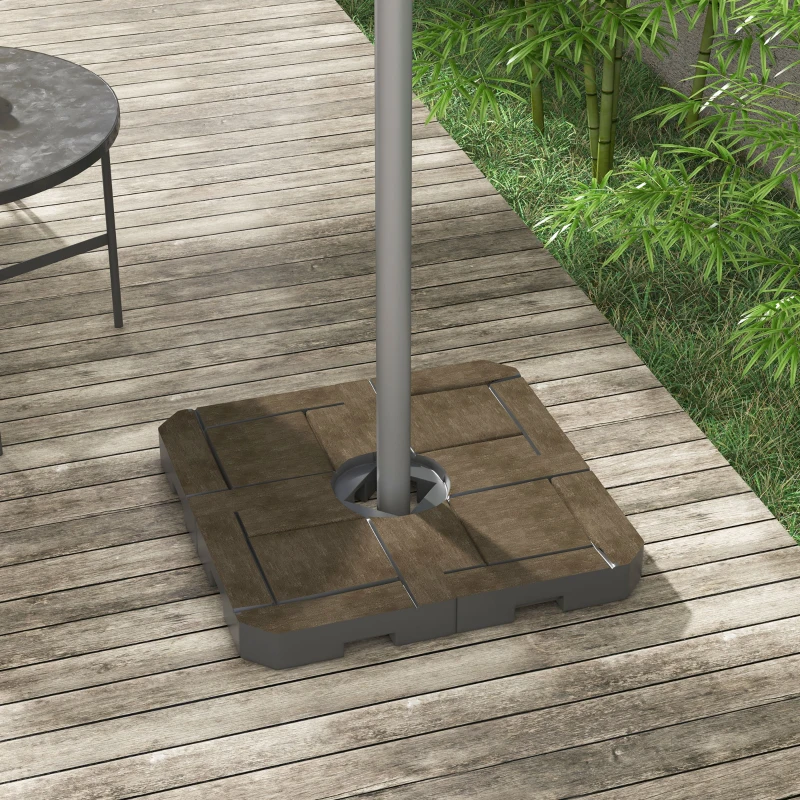 Outsunny Offset Umbrella Base Weight Set, Fillable Outdoor Umbrella Weights, 175 lb. with Water or 230 lb. with Sand, Brown