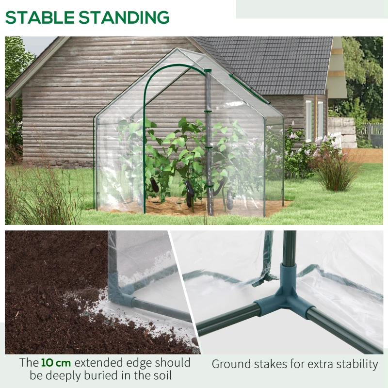 Outsunny 6 x 3.3 x 5.5ft Portable Garden Greenhouse Mini Flower Plant Growing Tent Outdoor Warm House Transparent PVC Tunnel Shed