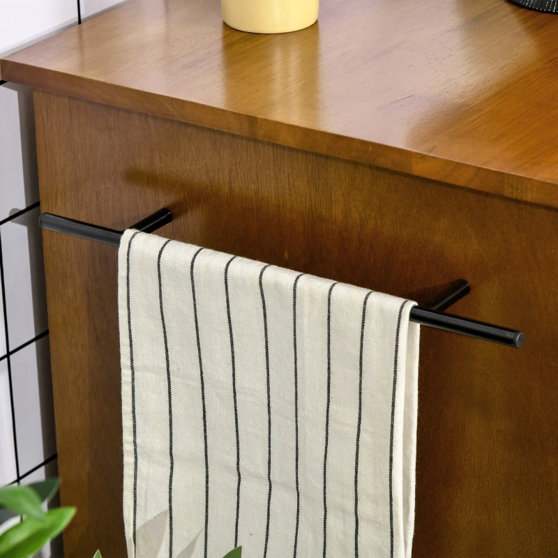 HOMCOM Modern Kitchen Island on Wheels, Rolling Kitchen Cart with Drawer, Storage Cabinet, and 2 Towel Racks for Dining Room, Brown