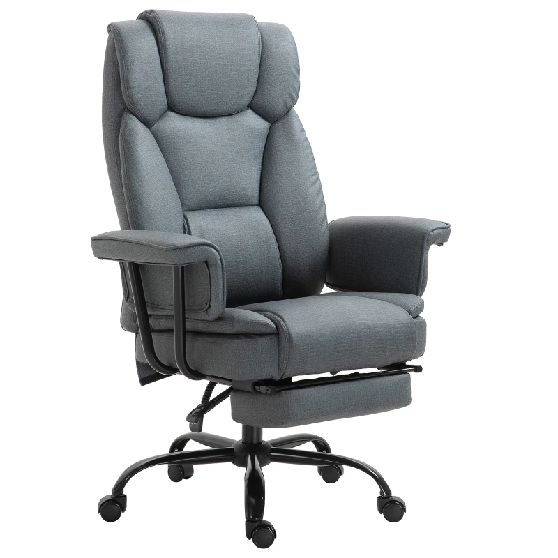 Vinsetto Swivel Reclining Office Chair with Ergonomic with Footrest, Grey