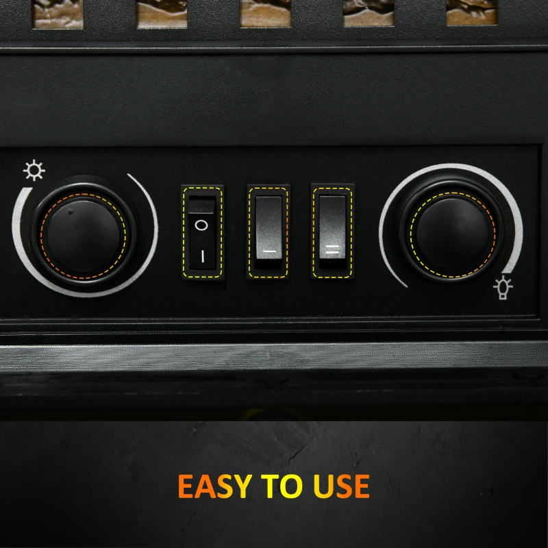 HOMCOM 22" Electric Fireplace Stove, 1500W Freestanding Fireplace Heater with Adjustable Temperature, Overheat Protection, Adjustable Brightness, Black