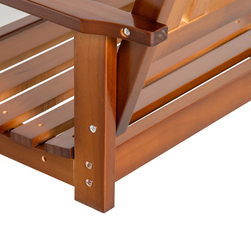 Outsunny 2 Person Front Porch Swing, Hanging Patio Swing, Outdoor Swing Bench with Pine Wood Frame and Hanging Chains for Garden and Yard