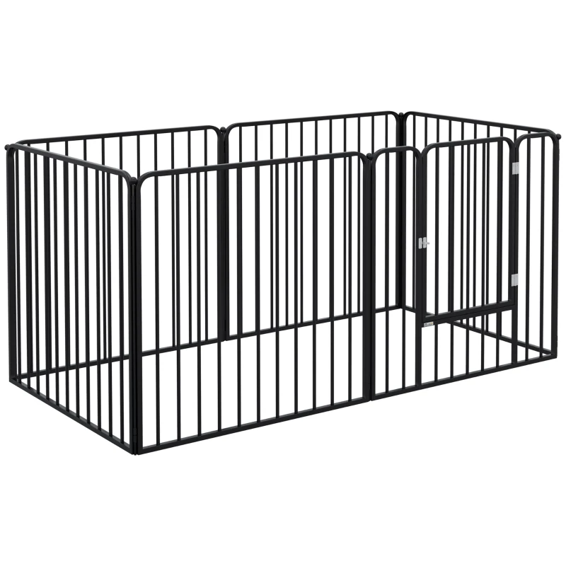 PawHut Dog Fence Outdoor 6 Panels 31.5" Height Steel Pet Exercise Pen Indoor, for Small and Medium Dogs