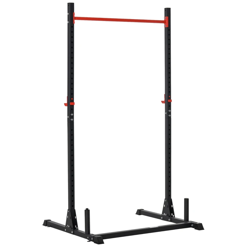 Soozier Adjustable Barbell Power Rack Squat Stand Strength Training Fitness Pull Up Weight Cage Home Gym Black
