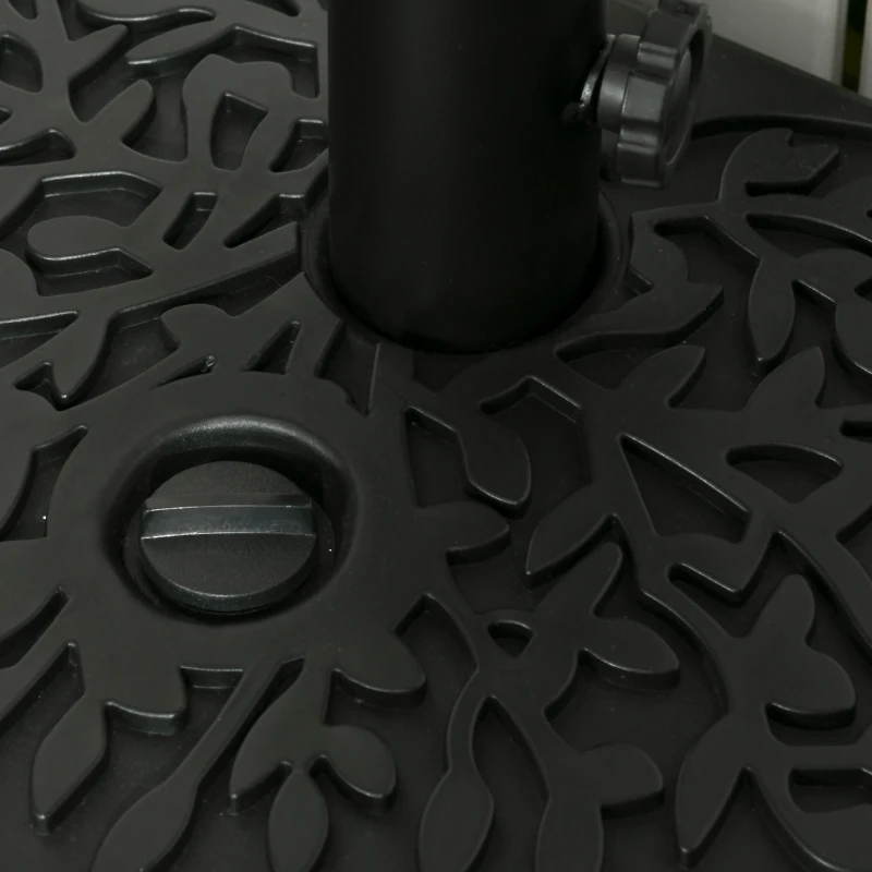 Outsunny Half Round Umbrella Base, Sand or Water Filled Half Patio Umbrella Stand Holder for Lawn, Deck, Backyard and Garden, 40lb Capacity Water or 46lb Capacity Sand, Fit 1.5"or 2" Pole, Black