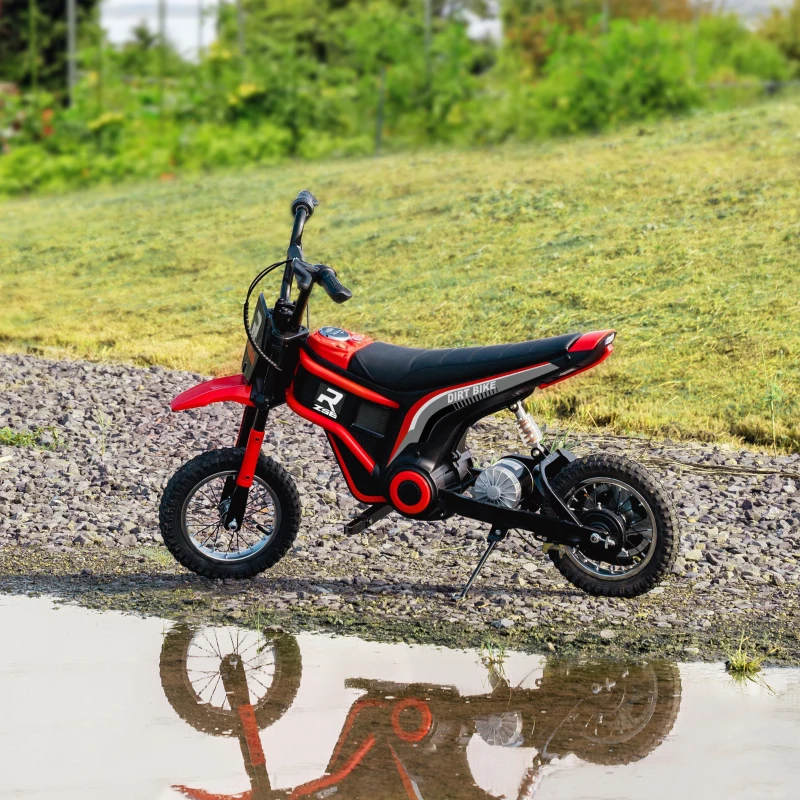 Aosom 24V 350W Electric Dirt Bike Up to 15 MPH w/ Twist Grip Throttle, Red(m-10)