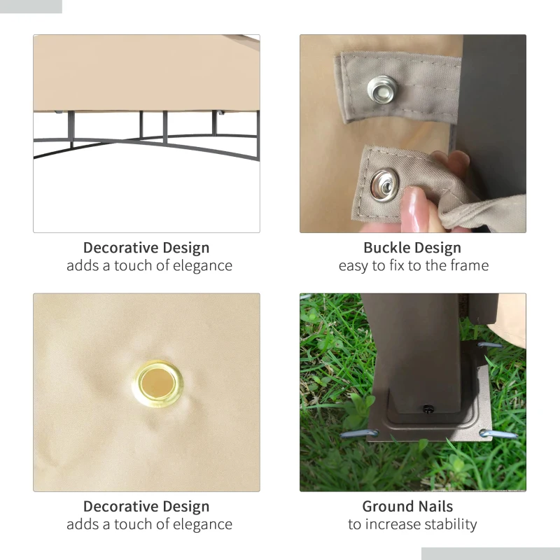 Outsunny 10' x 10' Patio Gazebo with Expandable Side Awnings, Outdoor Canopy Shelter with Double Vented Roof and Steel Frame, for Lawn, Backyard and Deck, Beige