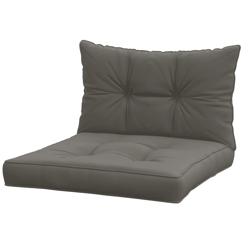 Outsunny 2-Piece Back and Seat Cushion Pillows Replacement, Button Tufted Patio Chair Cushions Set, Charcoal Grey