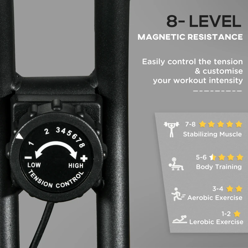 Soozier Foldable Exercise Bike Indoor Stationary Bike w/ 8-Level Magnetic Resistance LCD Screen Phone Holder for Home Gym Black