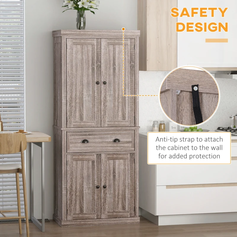 HOMCOM Long Standing Kitchen Cabinet w/ 2 Drawers MDF Board, Wood Grain