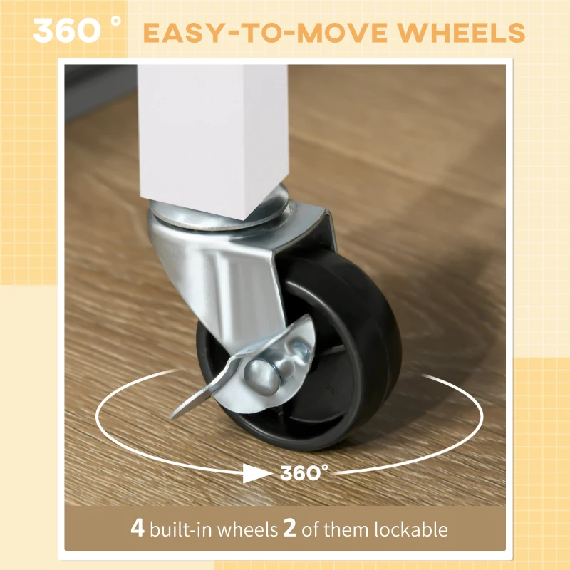 HOMCOM Kitchen Storage Trolley Cart Serving Cart 2 Drawers Wine Glass Rack Towel Rail