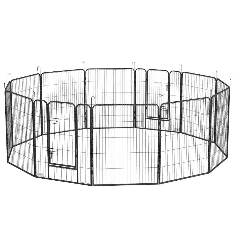 PawHut Dog Pen with Gate, 12 Panels Puppy Playpen, Dog Fence, 39"H