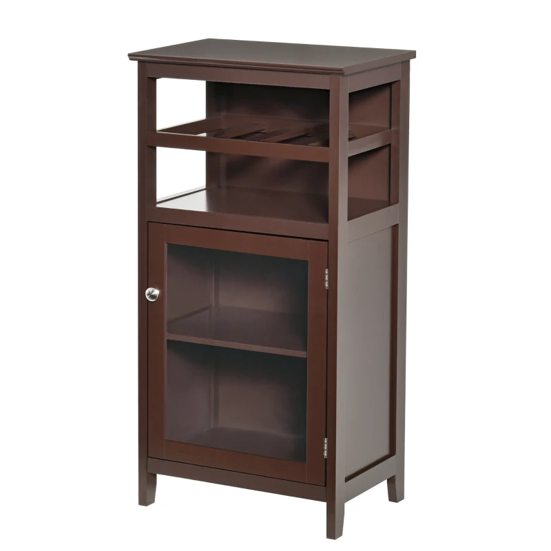 HOMCOM Wine Cabinet with 4 Bottle Wine Rack, Open Shelf, Acrylic Door Cabinet with Adjustable Shelf, Espresso
