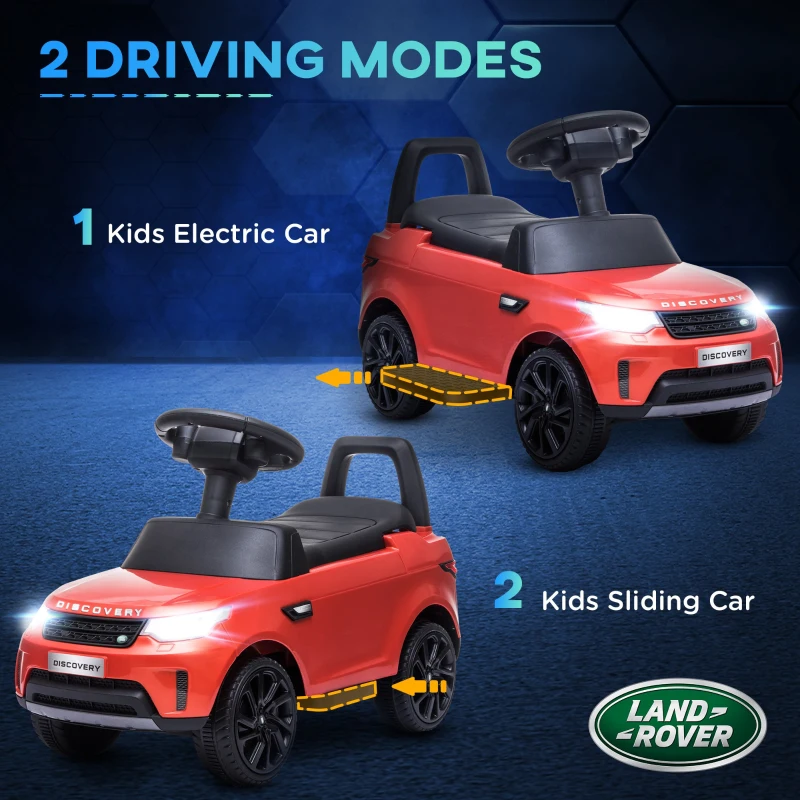 Qaba 2 in 1 Land Rover Licensed 6V Ride on Car Sliding Car Battery Powered Electric Car w/ Headlights Music Horn, Red