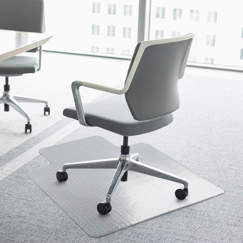 HOMCOM 35x47Inch Floor Lipped Office Chair Mat Protective Carpets Floor Cover for Low Pile Carpet Frosted