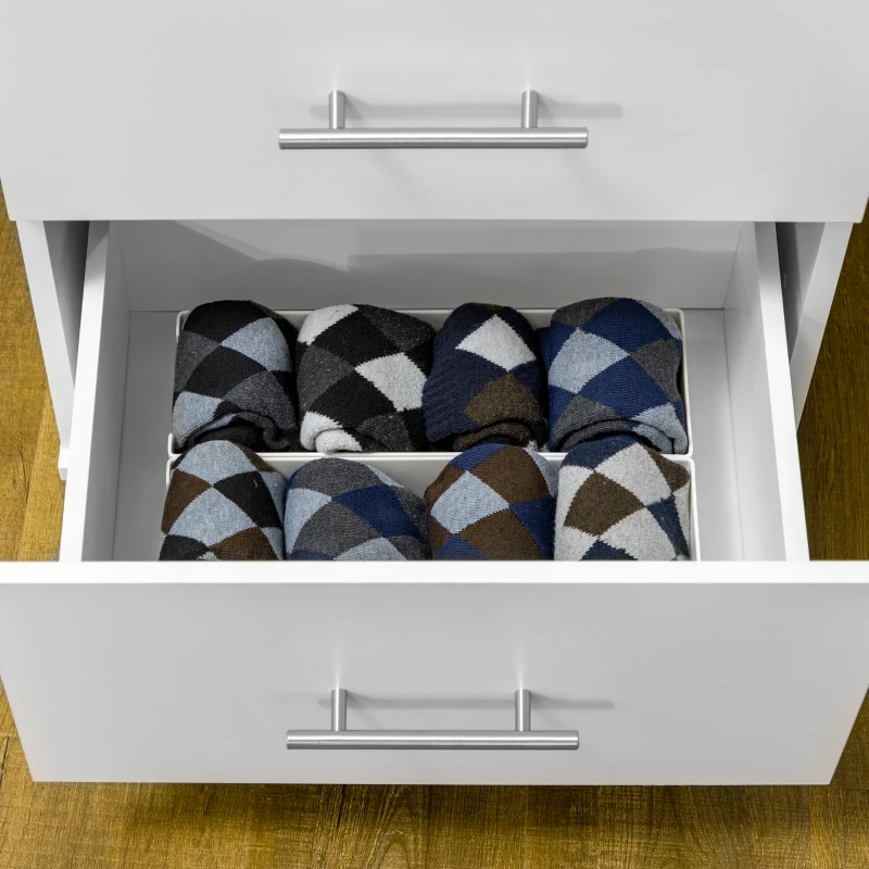 HOMCOM Chest of Drawers, Dresser with 6 Drawers for Bedroom, 6 Drawer Dresser for Living Room, White