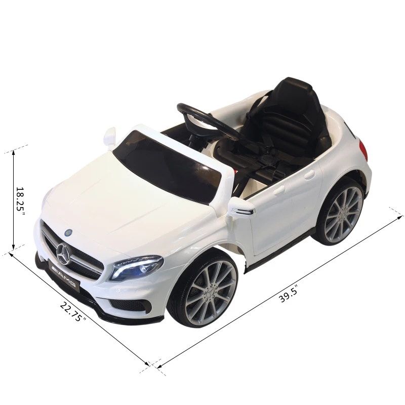 Aosom Replacement for Electric Kids Ride On Car Mercedes GLA AMG Licensed 6v Battery Powered Vehicle with High/Low Speed Headlight Music Remote Control White