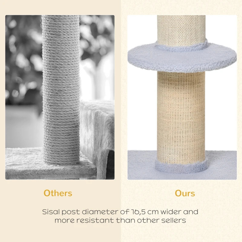 PawHut Cat Tree Kitty Tower with Sisal Mat Scratching Post, Cat Bed, Cushion, Perch, 18" x 18" x 36",  Light Blue