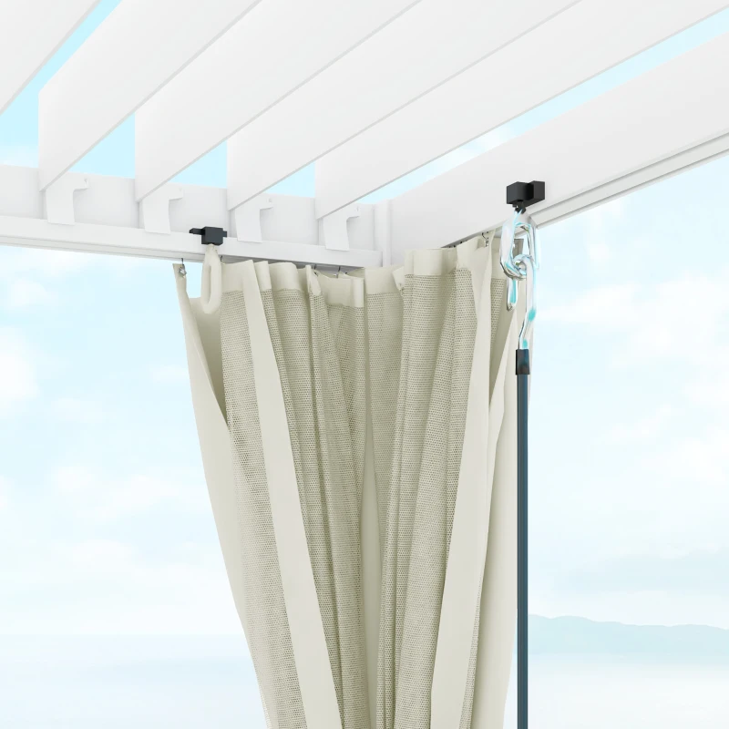 Outsunny 10' x 13' Outdoor Retractable Pergola w/ Sun Shade Aluminum Louvered Top, Pergola w/ Canopy, Curtains, Netting, Cream