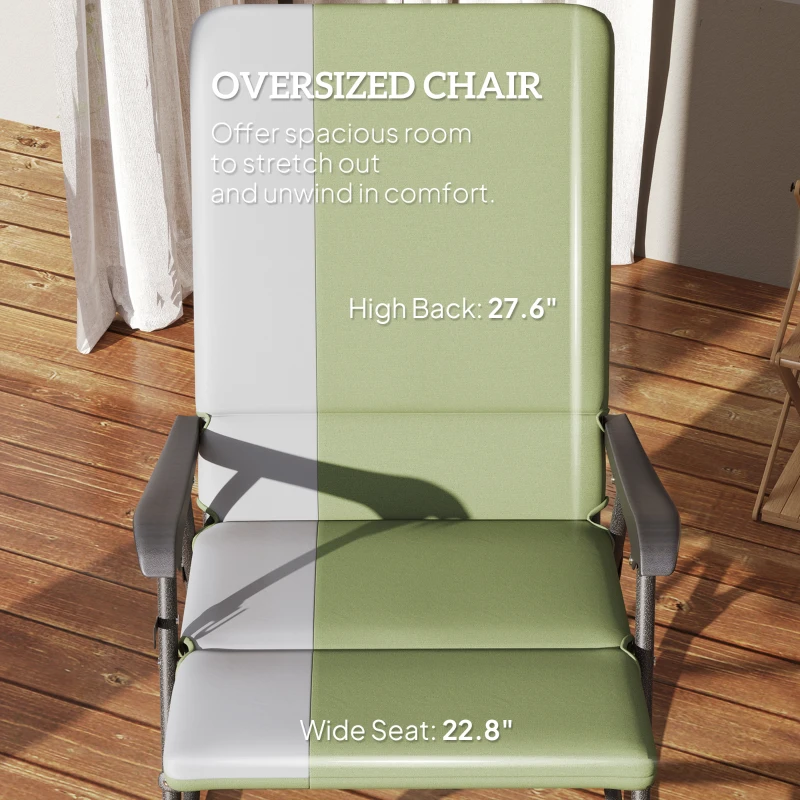 Outsunny Outdoor Rocking Chairs Set of 2, Folding Rocking Chair Set, 400 lbs. Capacity, Wide Seat, Padded High Back, Dark Green