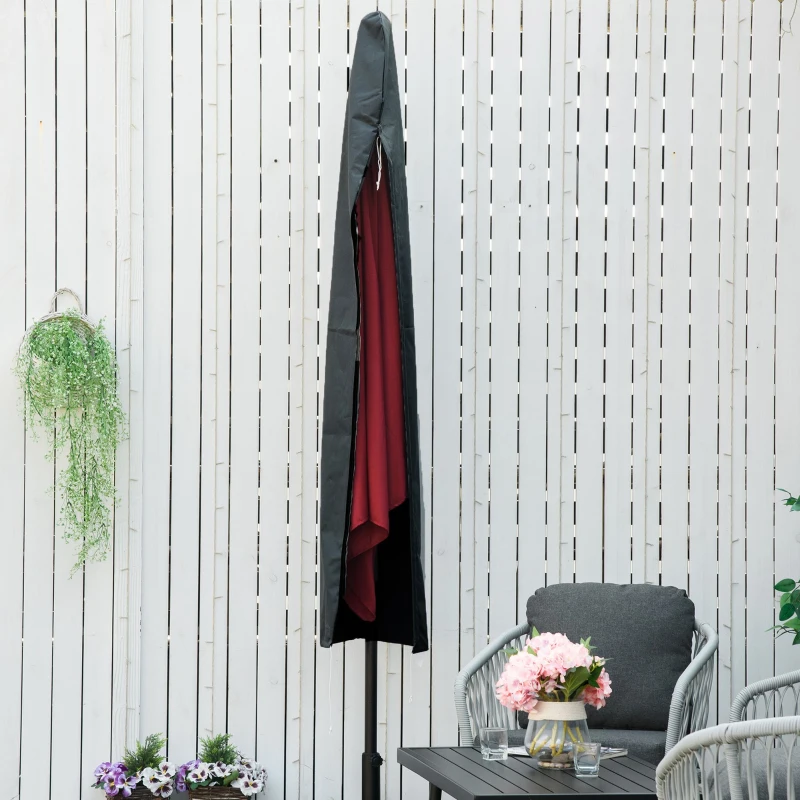 Outsunny Waterproof Patio Umbrella Cover, 300D Banana Parasol Protector with Zipper for Outdoor Garden, Patio, Dark Grey