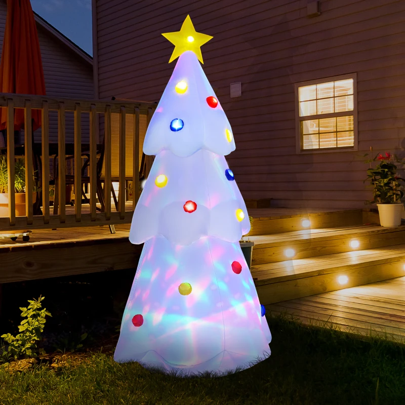 HOMCOM 8ft Christmas Inflatable Glowing Christmas Tree, Outdoor Blow-Up Yard Decoration with LED Lights Display