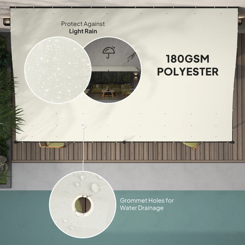 Outsunny 10' x 16' Wall-Mounted Outdoor Pergola Canopy, Metal Patio Canopy with Drainage Holes for Backyard Garden, Cream White