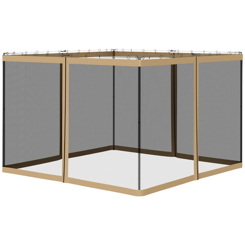 Outsunny Replacement Mesh Sidewall Netting for 10' x 10' Gazebos and Canopy Tents with Zippers, (Sidewall Only) Beige