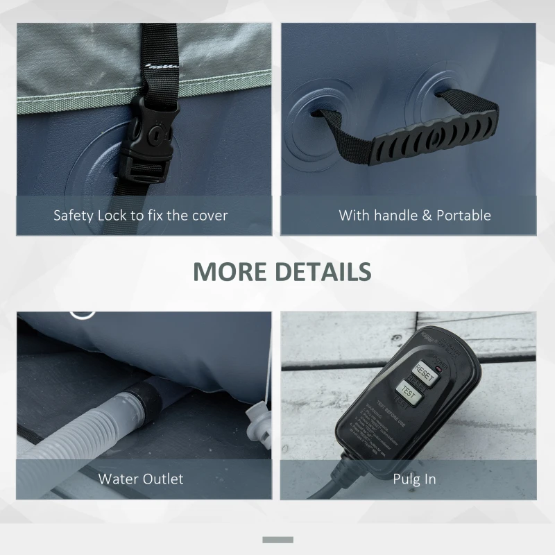 Outsunny 4-6 Person Inflatable Portable Hot Tub Outdoor Round Heated Spa with 108 Jets, Cover, Filter Cartridges, Dark Blue