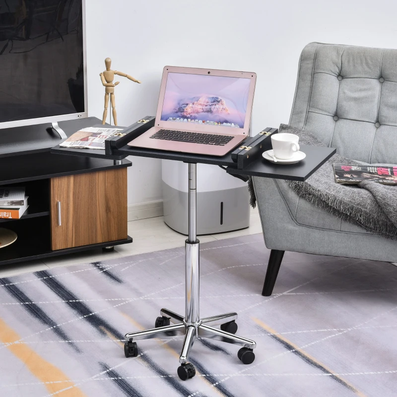 HOMCOM Mobile Laptop Computer Desk Expandable Home Office Table Workstation with Wheels