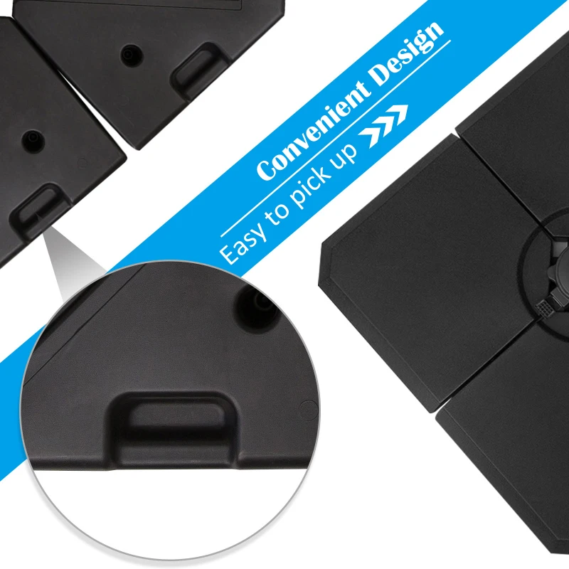 Outsunny 4-Piece Heavy Duty Cantilever Offset Umbrella Stand Base Weight, 264 lb. Capacity, Easy to Fill with Water or Sand