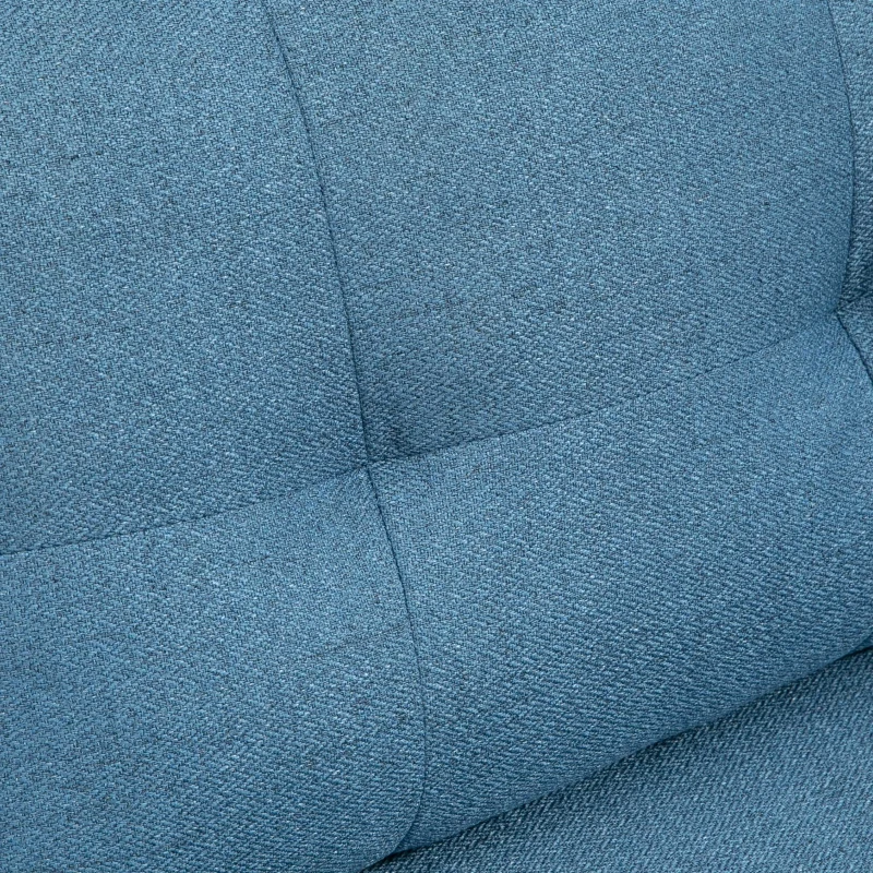 HOMCOM 55" Loveseat Sofa, Linen Love Seat w/ S spring, Steel Legs and Button Tufting, Small Couch for Living Room, Dark Blue