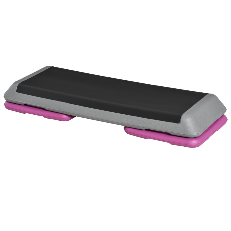 Soozier 43" Adjustable Aerobic Platform Stepper 3 Level with Risers 4” 6” 8” Cardio Fitness Trainer Workout Step Home Gym Exercise, Black Purple